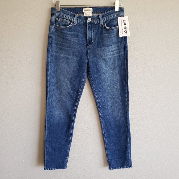 L'AGENCE | Macelle French Slim Fit Authentique Distressed Cut Frayed Hem 26 NWT - Picture 1 of 3